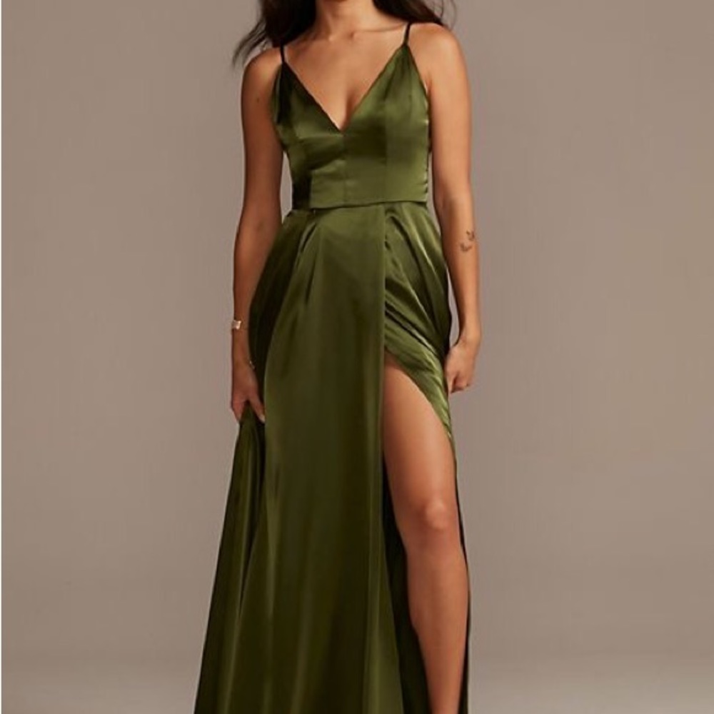 David’s Bridal Olive Green Bridesmaid Dress